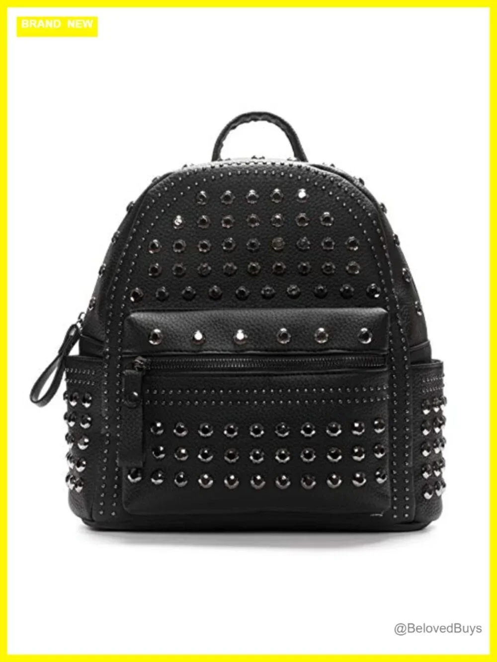 Black Faux Leather Studded Gothic Rhinestone Motorcycle Biker Mall Goth
